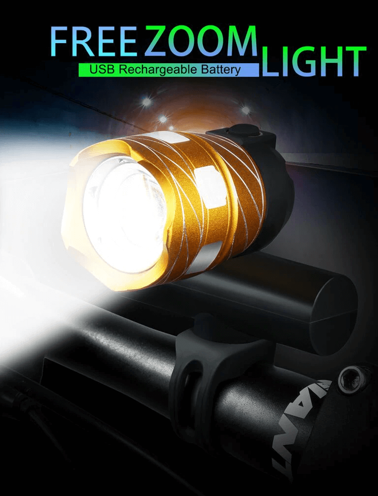 1200LM Zoomable Bicycle Lights Rechargeable Led Bike Lights