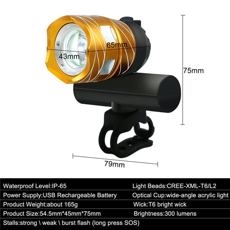 1200LM Waterproof T6 LED Front Bike Light Rechargeable Bicycle Light