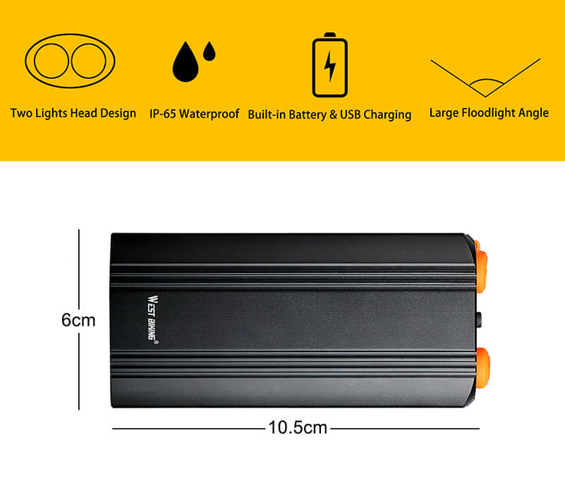 2000 Lumens Bike Light Built-in Rechargeable Handlebar Bicycle Light