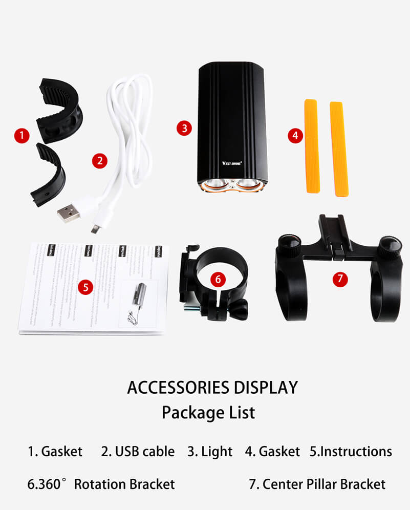 2000 Lumens Bike Light Built-in Rechargeable Handlebar Bicycle Light