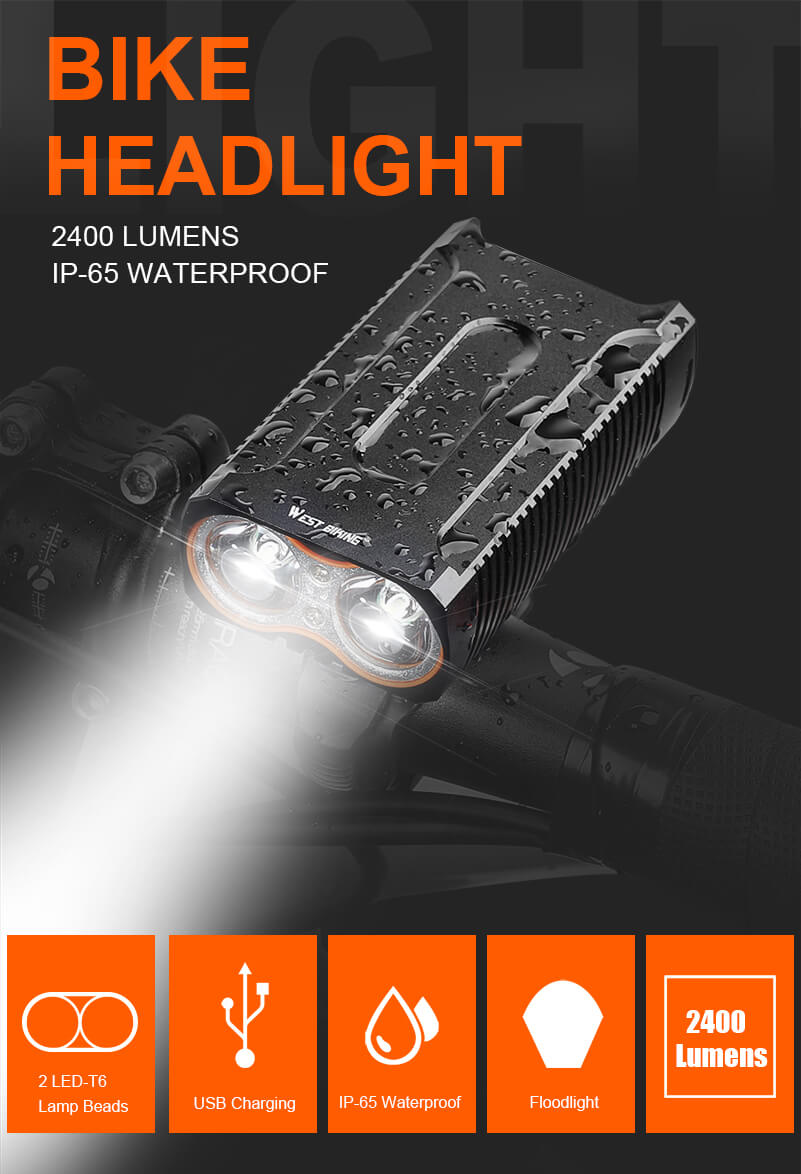 2400LM Cree T6 LED cyklistické světlometů + volný zadní světlo Bike