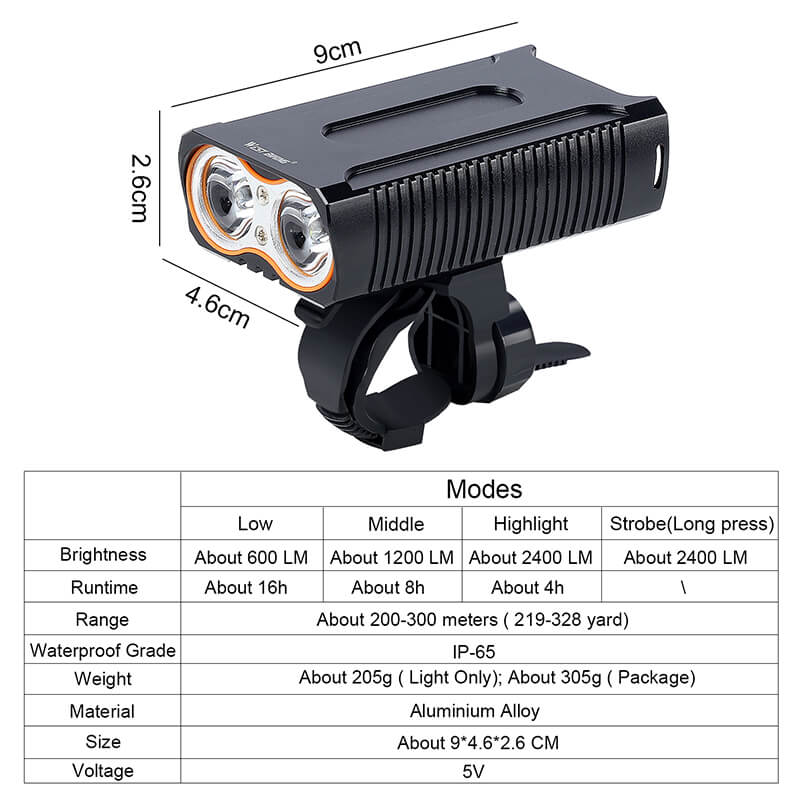 2400LM  Cree T6 LED Cycling Headlight + Free Taillight Bike Light