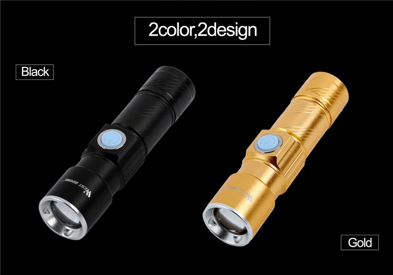 CREE Q5 Bicycle Front LED Flashlight USB Rechargeable Cycling Light