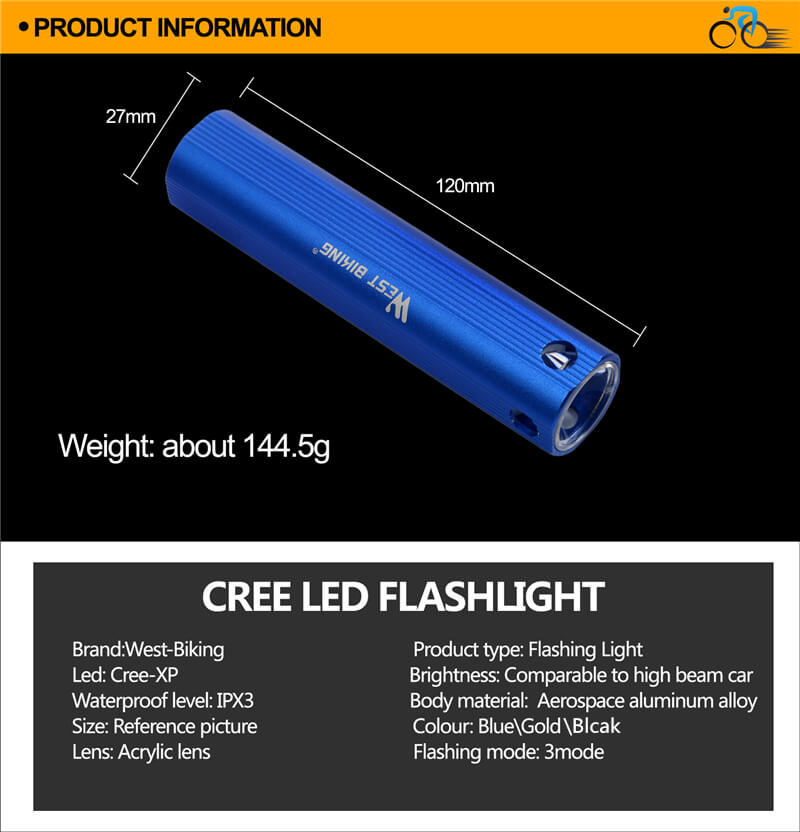 CREE-XP kol světla vodotěsné USB nabíjecí Bike Light Svítilna