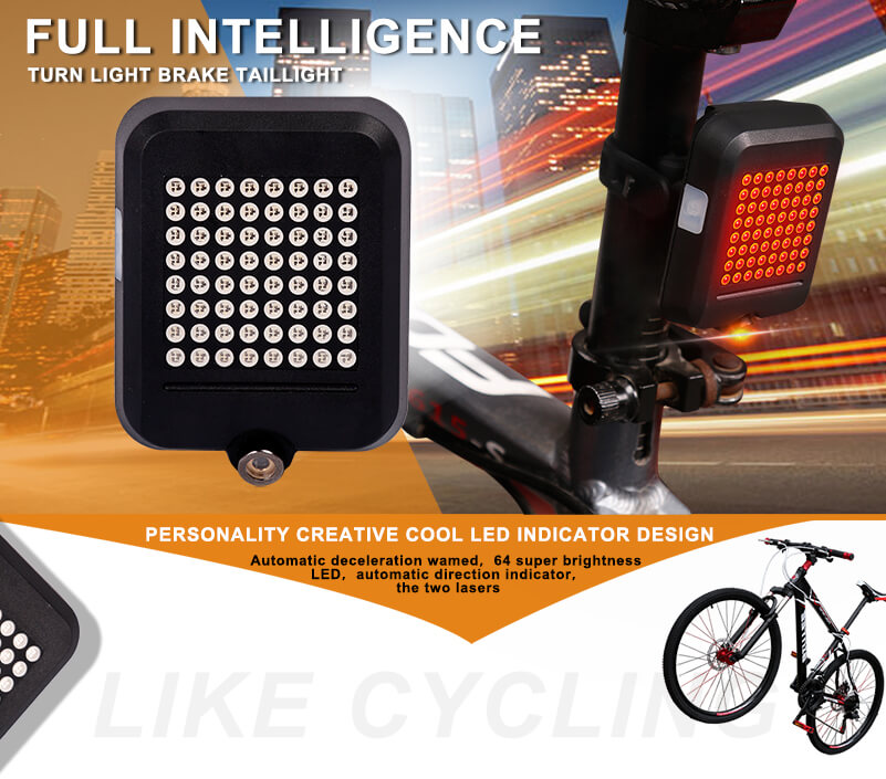 Laser kol Tail světlo USB MTB Bike automatické Turn signály bezpečnostní výstražné světlo