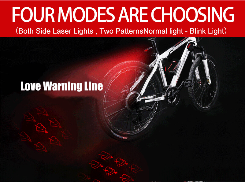 Laser Bike Tail světlo IPX4 Vodotěsný nabíjecí upozornění kolo světlo