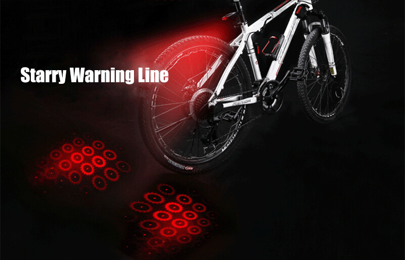 Laser Bike Tail světlo IPX4 Vodotěsný nabíjecí upozornění kolo světlo
