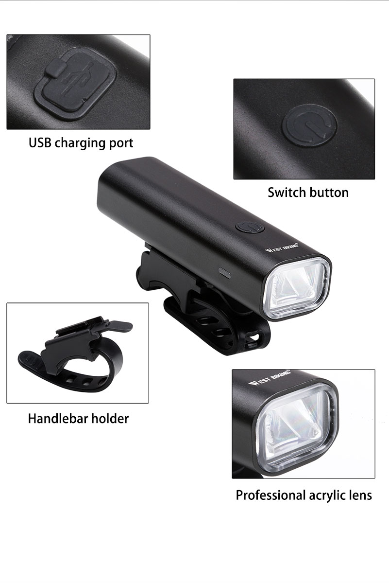MTB silniční USB Fakturovatelné LED Bike přední světlo
