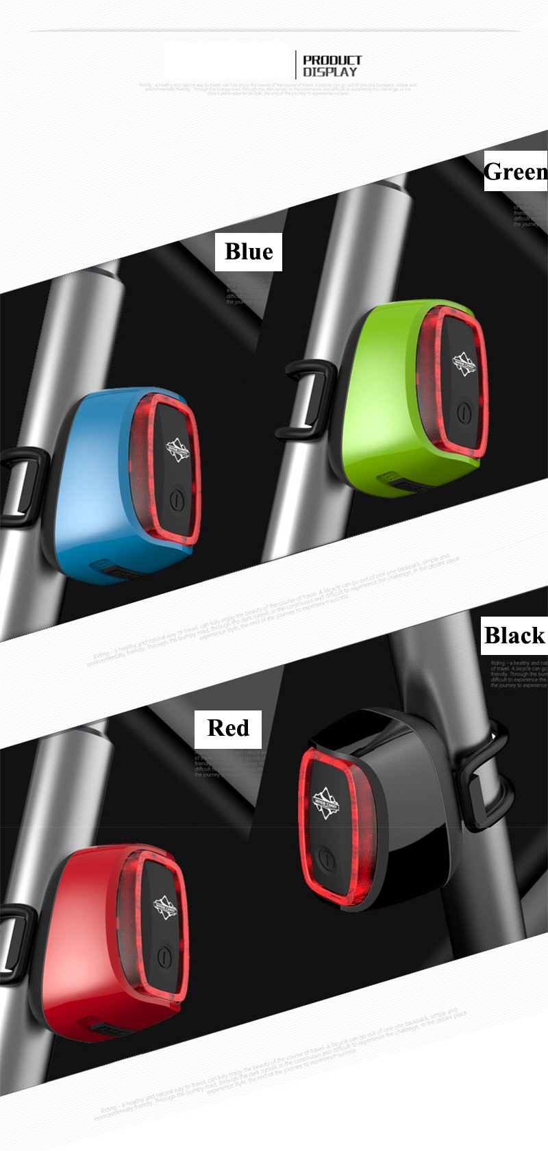 Rechargeable 7 models Bike Tail Light Smart USB Waterproof Bicycle Safety Lights 