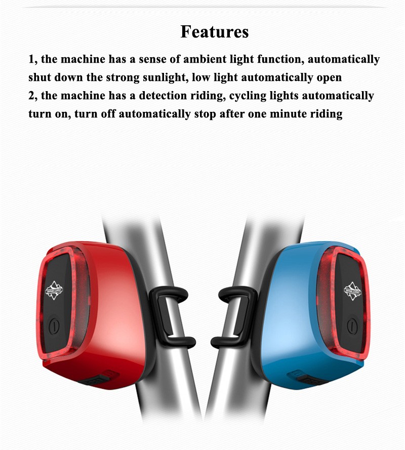 Rechargeable 7 models Bike Tail Light Smart USB Waterproof Bicycle Safety Lights 