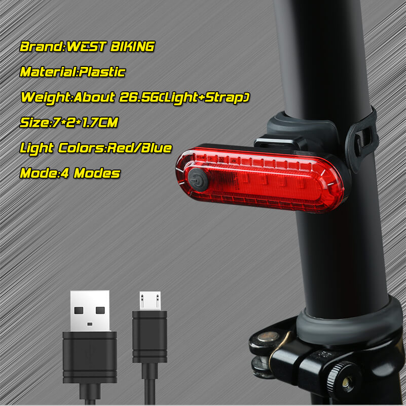 Waterproof Cycling Tail light Led USB Rechargeable Safety Warning Bike Light