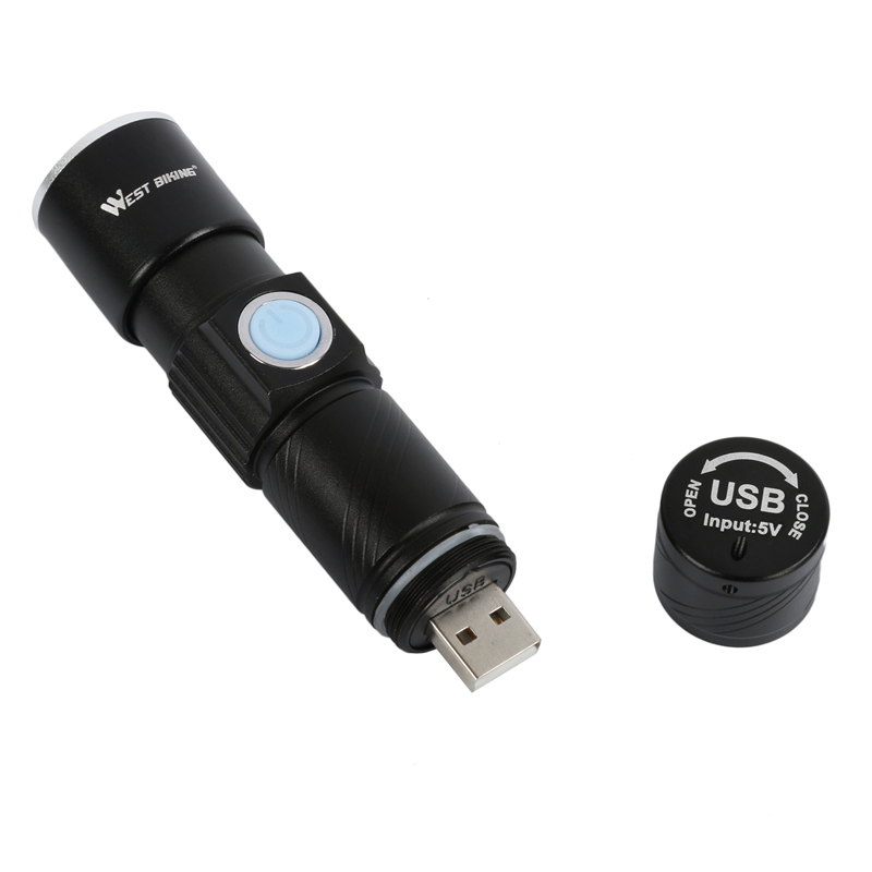 CREE Q5 Bicycle Front LED Flashlight USB Rechargeable Cycling Light