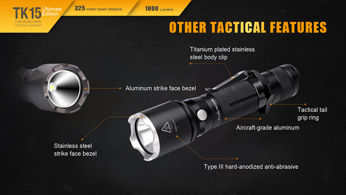  Fenix TK15UE Flashlight 1000 Lumens Tactical Light