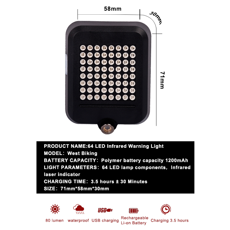 Laser Bicycle Tail light USB MTB Bike Automatic Turn Signals Safety Warning Light