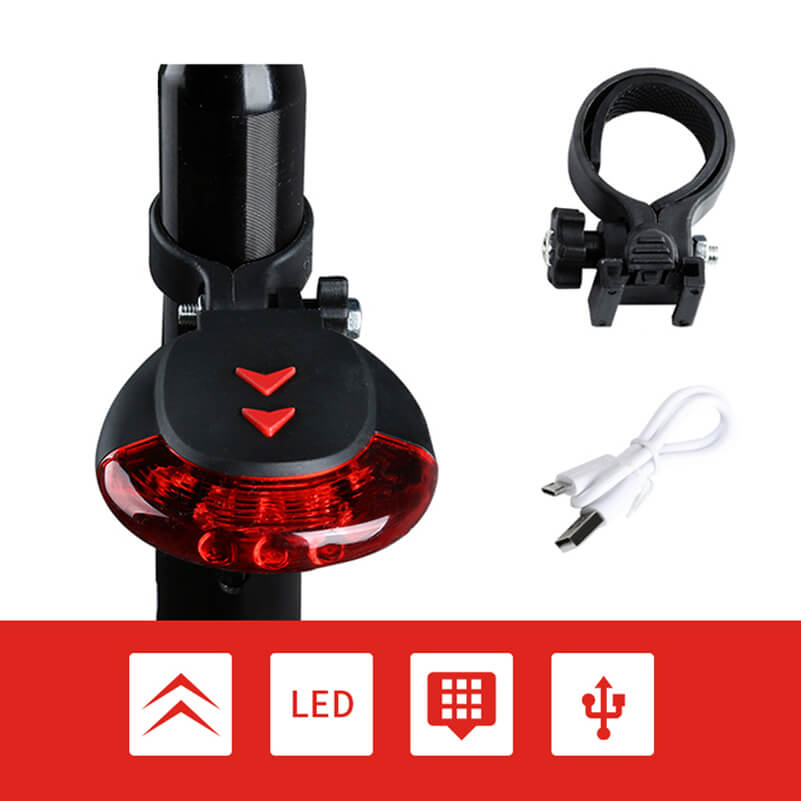 Laser Bike Tail light IPX4 Waterproof Rechargable Warning Bicycle Light