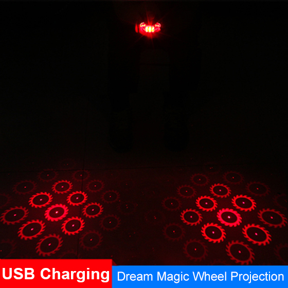 Laser Bike Tail light IPX4 Waterproof Rechargable Warning Bicycle Light