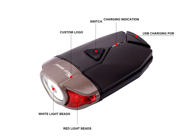 Dobíjecí vodotěsné IP45 Půjčovna řídítka Light CREE LED přední kolo přilba Light