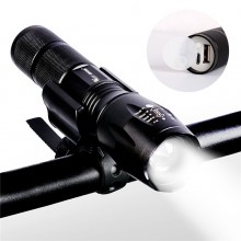 USB Rechargeable Zoom Bicycle Front Led Flashlight