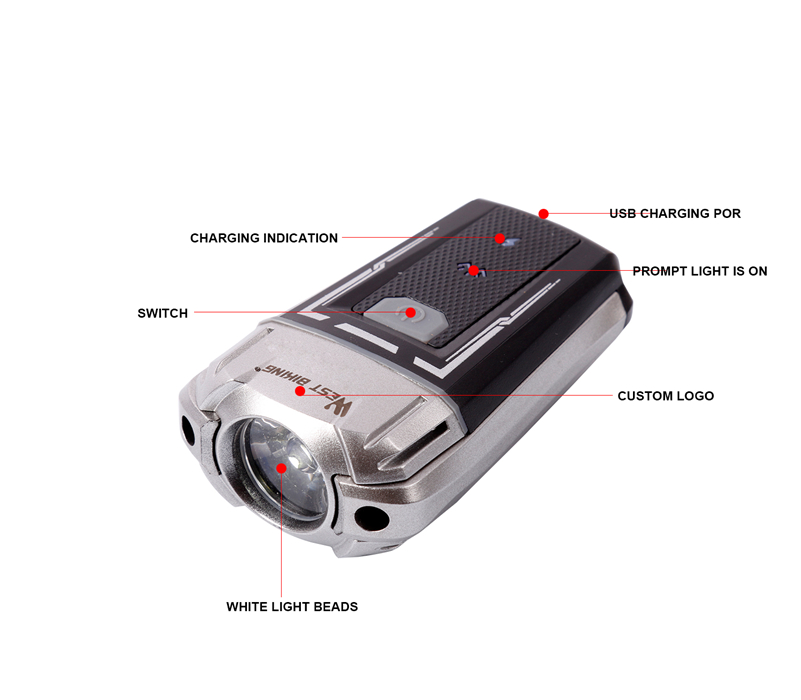 USB dobíjecí cyklistická přilba Night CREE LED přední Bike Light