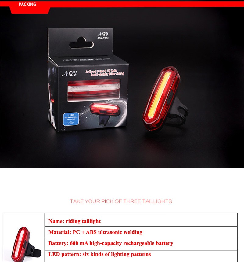 USB Rechargeable Bike Tail Lights Light LED Bicycle Warning Taillight