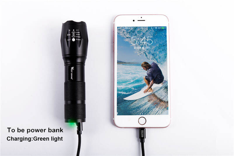 USB dobíjecí zoom kol přední LED svítilna