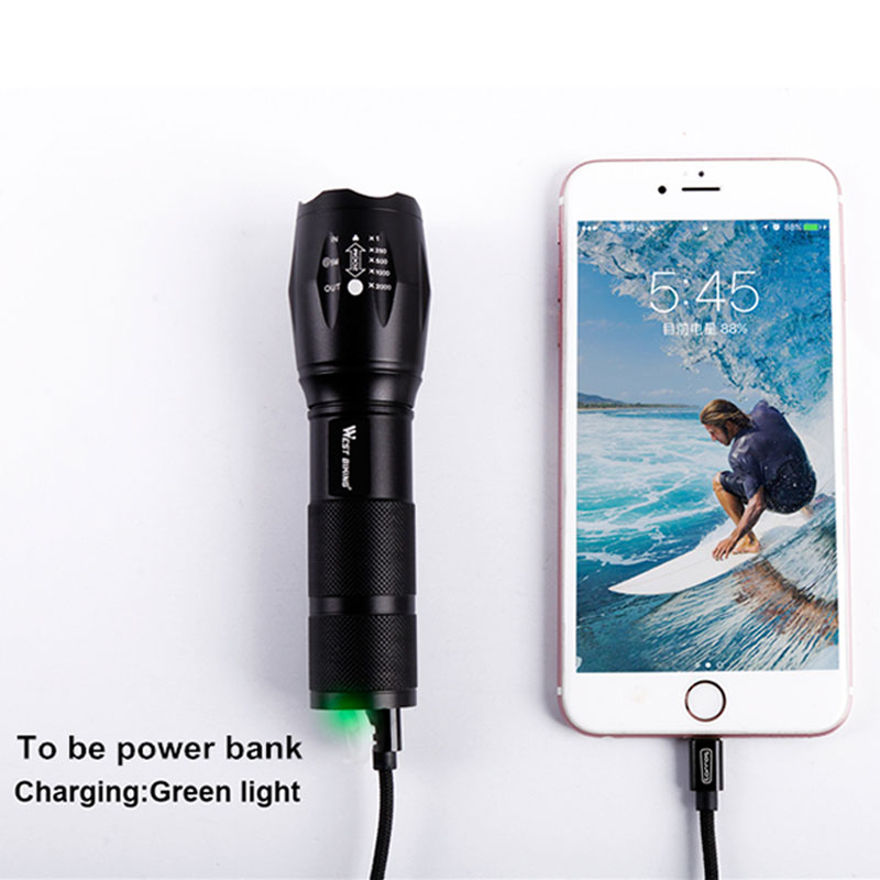 USB Rechargeable Zoom Bicycle Front Led Flashlight