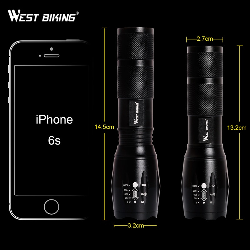 USB Rechargeable Zoom Bicycle Front Led Flashlight
